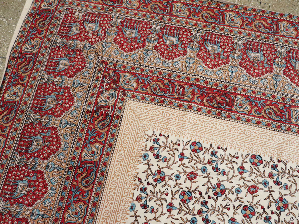 Vintage Persian Isfahan Ghalamkari Square Textile, No.25466 - Gss