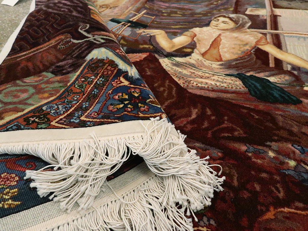 Vintage Persian Tabriz Pictorial Rug, No.25469 - Gss