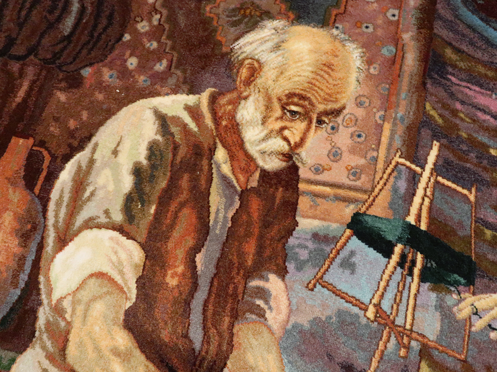 Vintage Persian Tabriz Pictorial Rug, No.25469 - Gss