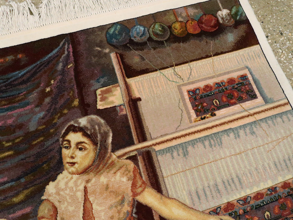 Vintage Persian Tabriz Pictorial Rug, No.25469 - Gss