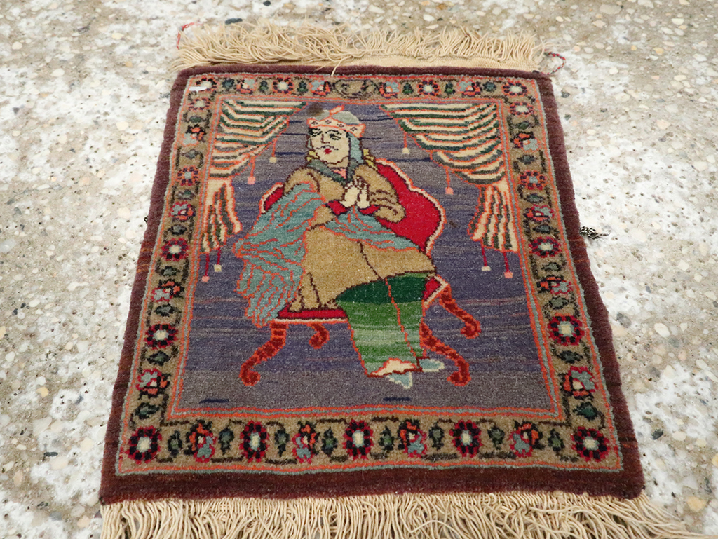 Vintage Persian Tabriz Pictorial Rug, No.25478 - Gss