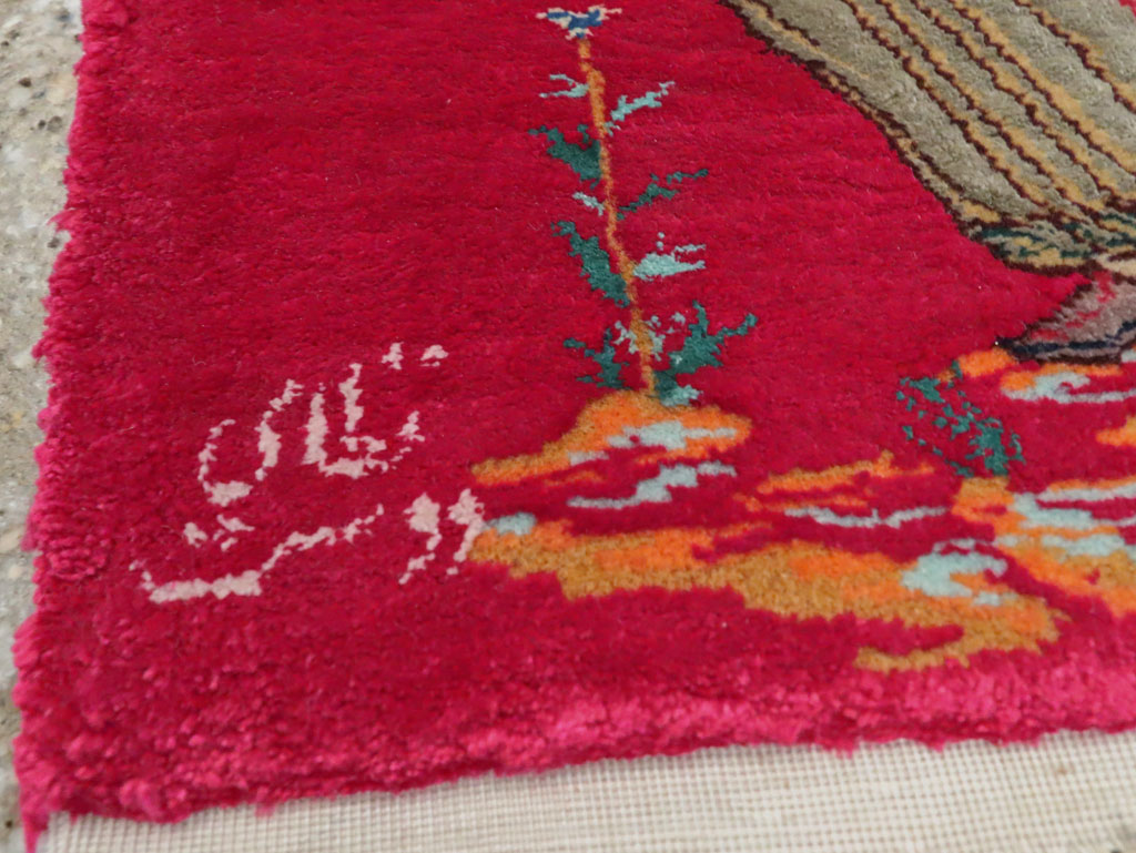 Vintage Persian Quom Pictorial Rug, No.25479 - Gss
