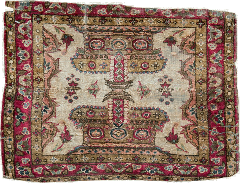 Antique Persian Kashan Silk Rug, No.25482 - Gss