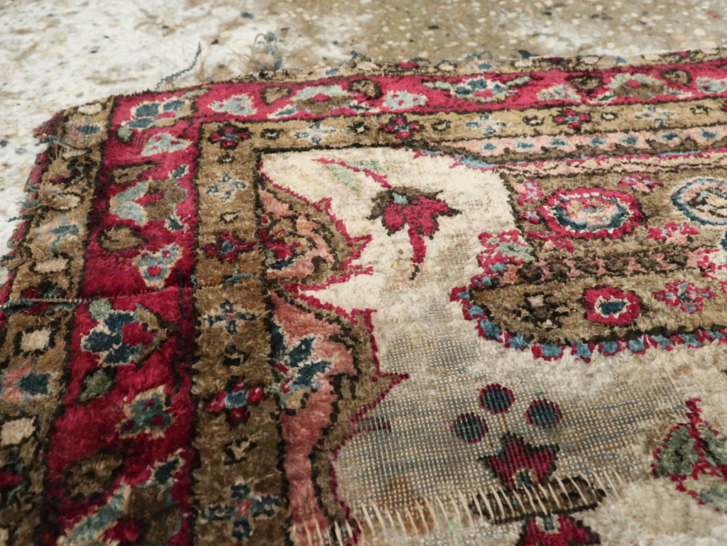 Antique Persian Kashan Silk Rug, No.25482 - Gss