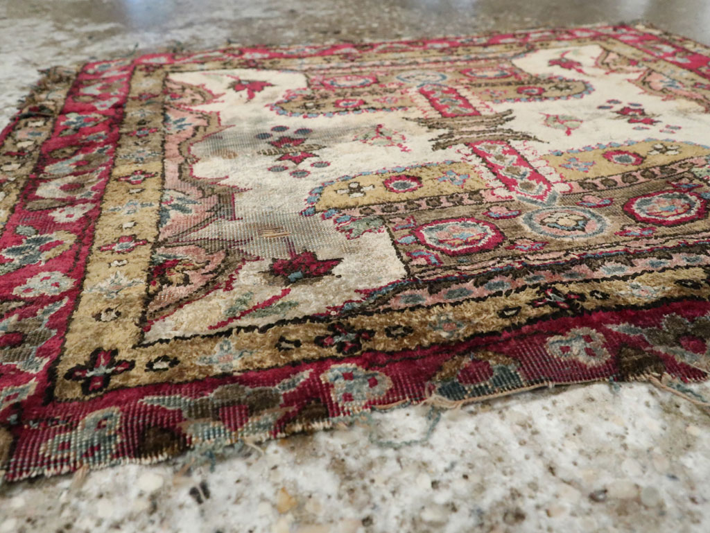 Antique Persian Kashan Silk Rug, No.25482 - Gss
