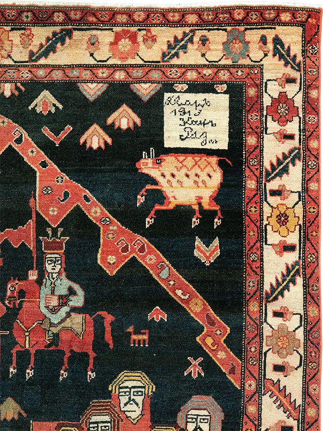 Antique Persian Malayer Pictorial Rug, No.25496 - Gss