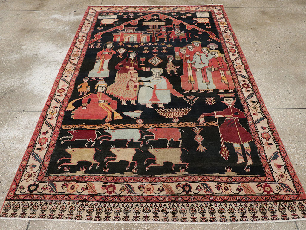Antique Persian Malayer Pictorial Rug, No.25496 - Gss