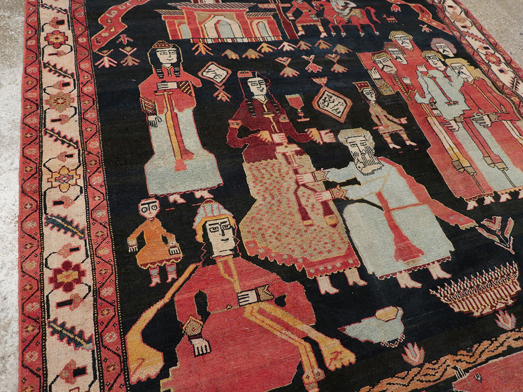 Antique Persian Malayer Pictorial Rug, No.25496 - Gss
