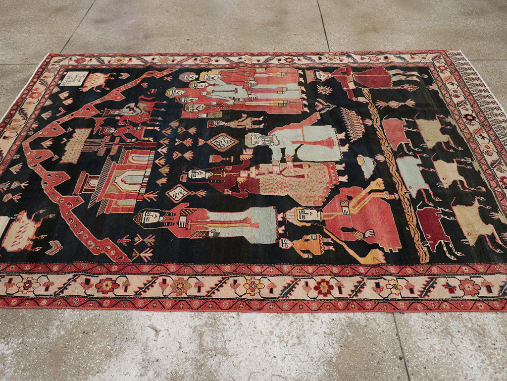 Antique Persian Malayer Pictorial Rug, No.25496 - Gss