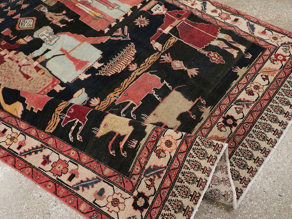 Antique Persian Malayer Pictorial Rug, No.25496 - Gss