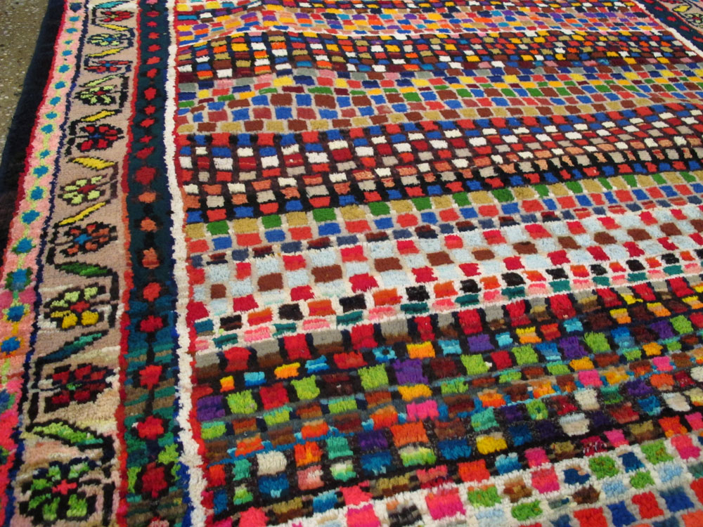 Vintage Persian Hamadan Art Deco Carpet, No.25533 - Gss