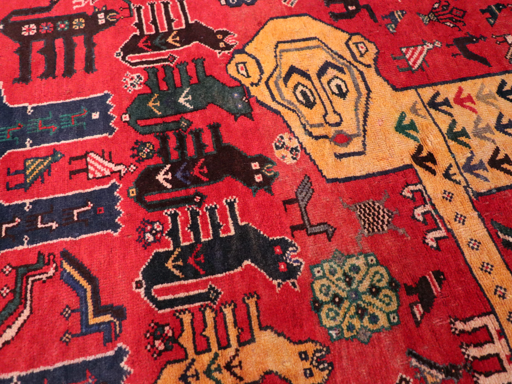 Vintage Persian Pictorial Afshar Accent Rug, No.25541 - Gss