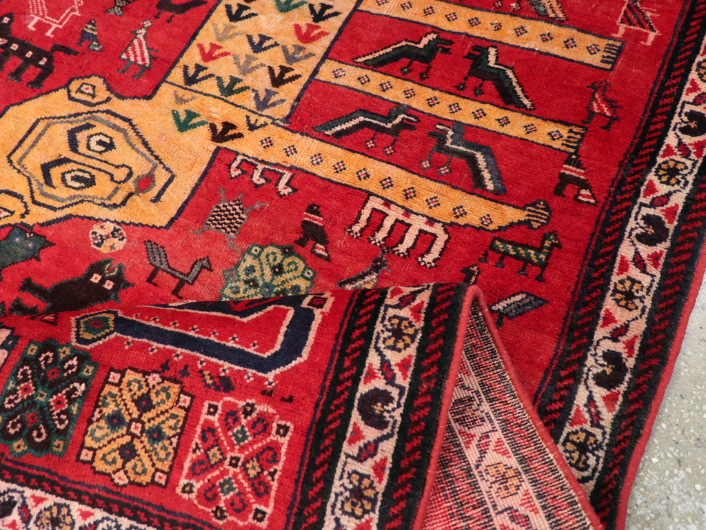 Vintage Persian Pictorial Afshar Accent Rug, No.25541 - Gss