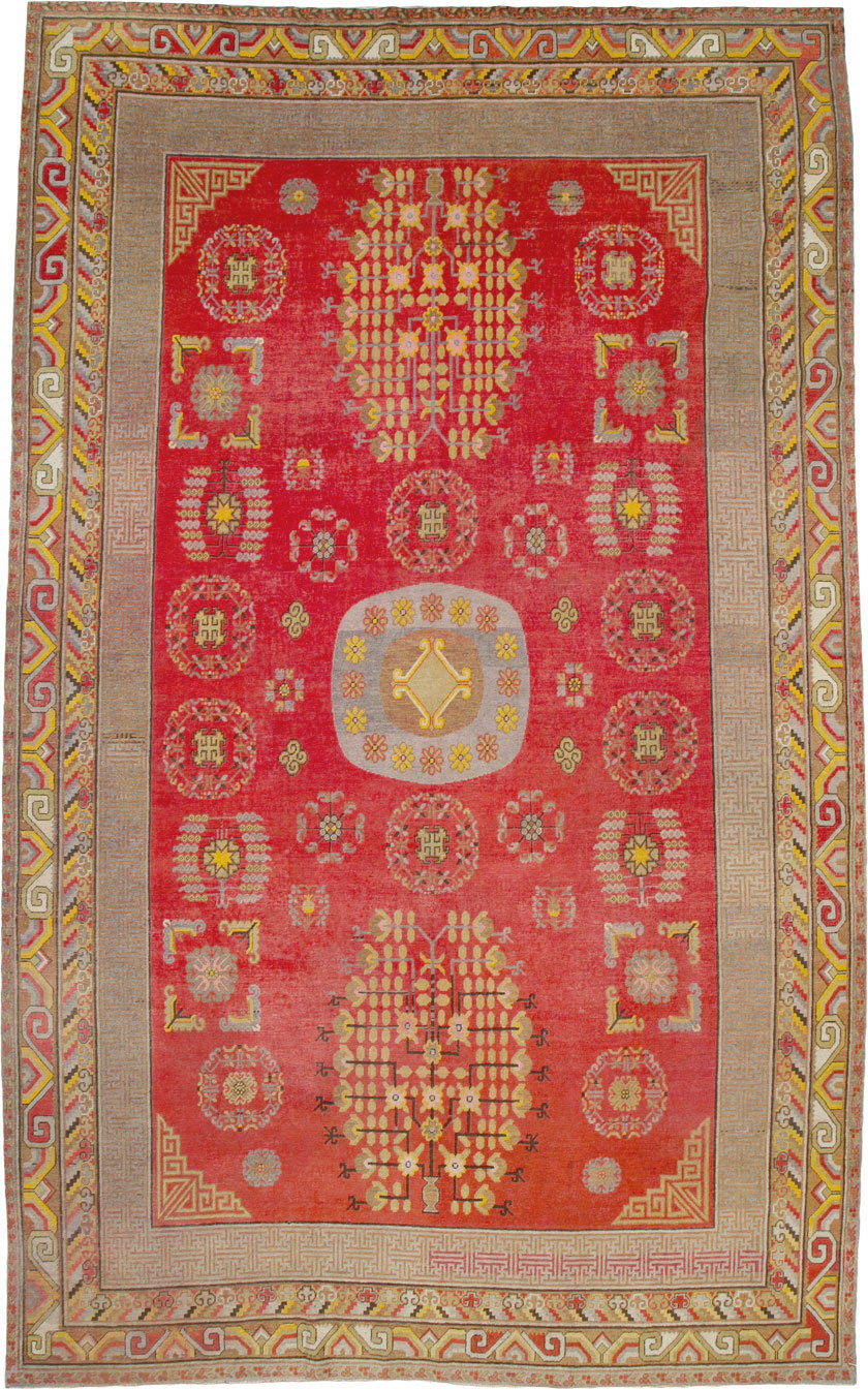 Vintage East Turkestan Khotan Carpet, No.25542 - Gss