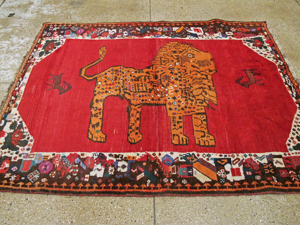 Vintage Persian Shiraz Pictorial Rug, No.25549 - Gss