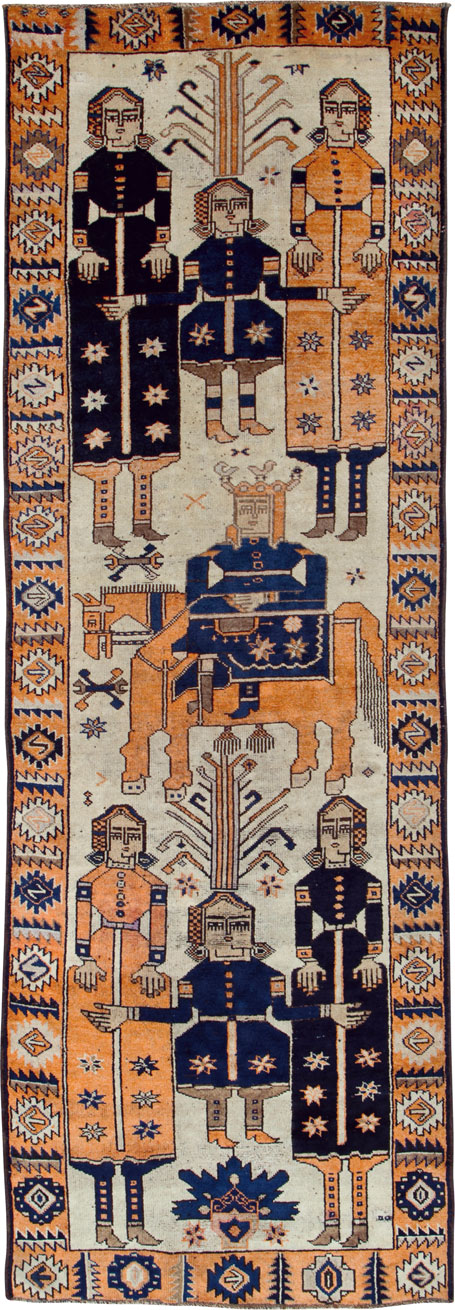 Vintage Persian Bakhtiari Pictorial Rug, No.25561 - Gss