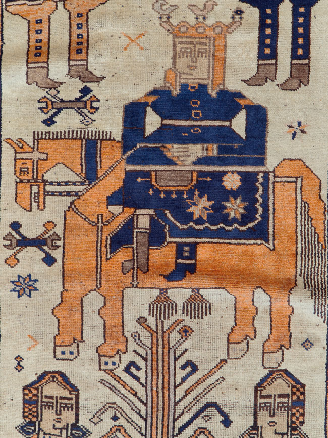 Vintage Persian Bakhtiari Pictorial Rug, No.25561 - Gss