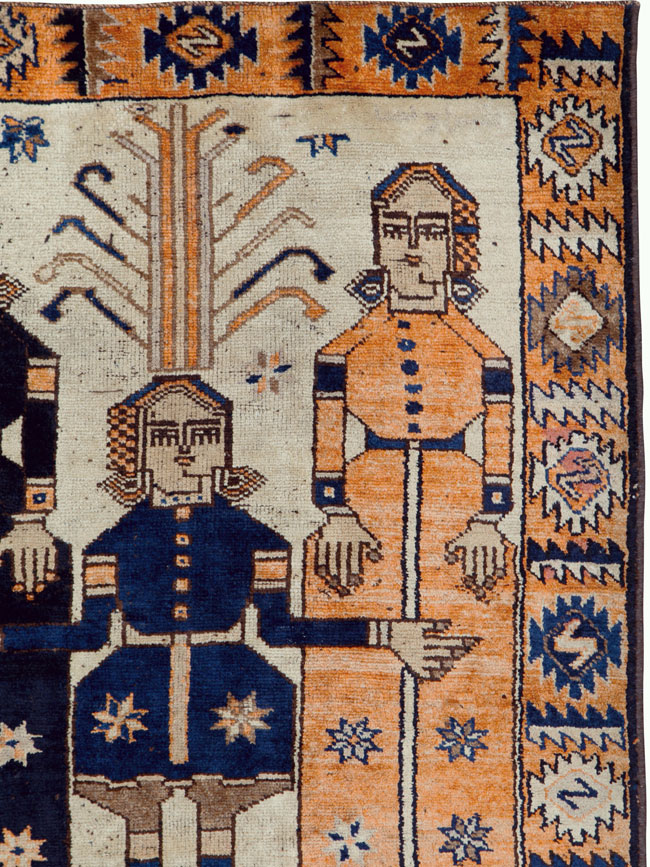 Vintage Persian Bakhtiari Pictorial Rug, No.25561 - Gss