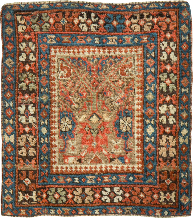Antique Persian Qashqai Square Tribal Throw Rug, No.25568 - Gss