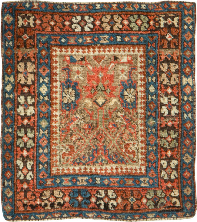 Antique Persian Qashqai Square Tribal Throw Rug, No.25568 - Gss