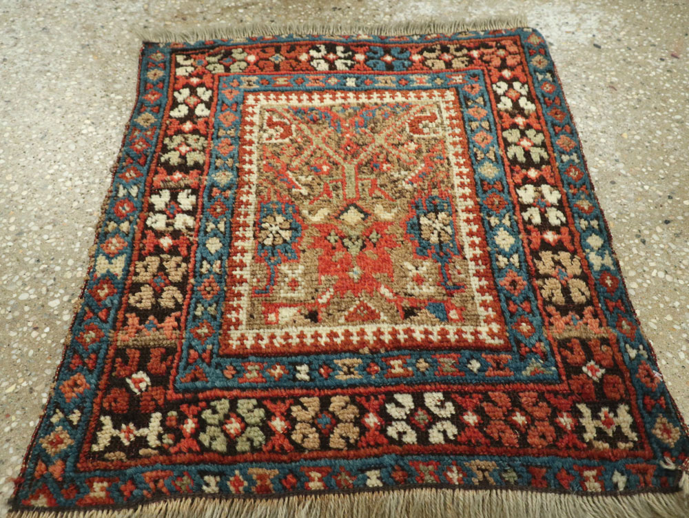 Antique Persian Qashqai Square Tribal Throw Rug, No.25568 - Gss