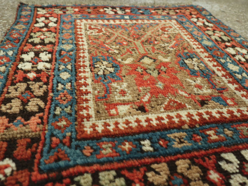 Antique Persian Qashqai Square Tribal Throw Rug, No.25568 - Gss