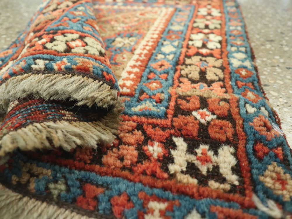 Antique Persian Qashqai Square Tribal Throw Rug, No.25568 - Gss