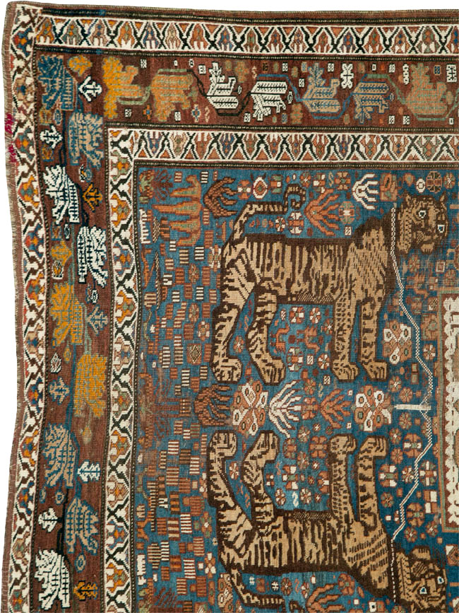 Antique Persian Qashqai Pictorial Rug, No.25570 - Gss