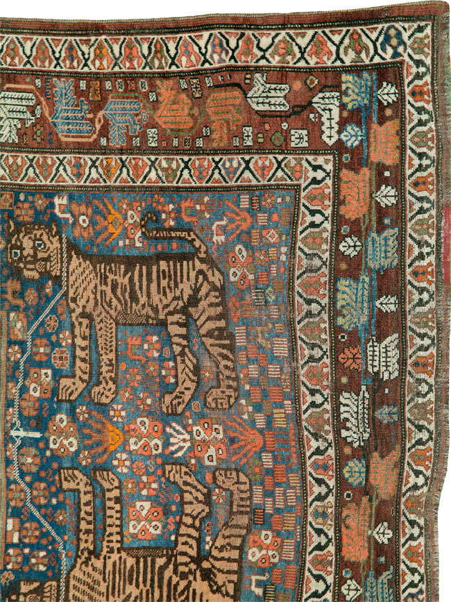 Antique Persian Qashqai Pictorial Rug, No.25570 - Gss