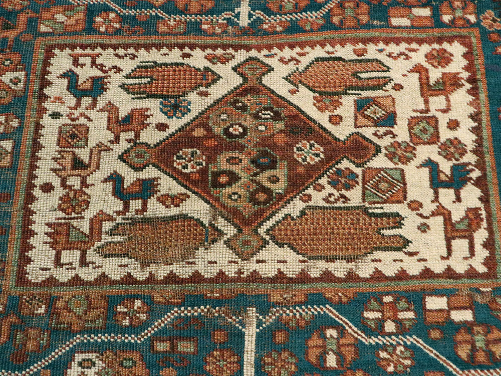 Antique Persian Qashqai Pictorial Rug, No.25570 - Gss