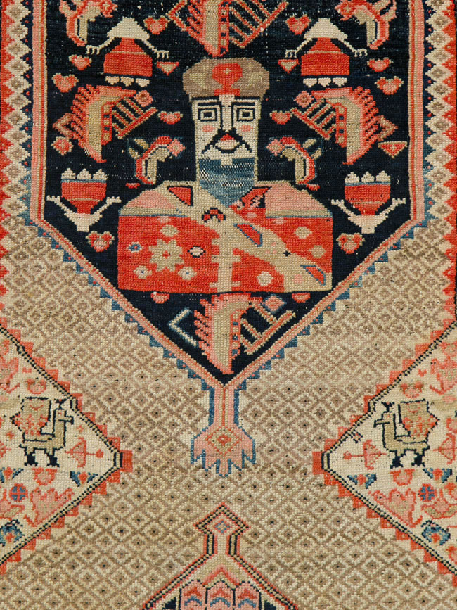 Antique Persian Hamadan Pictorial Rug, No.25572 - Gss