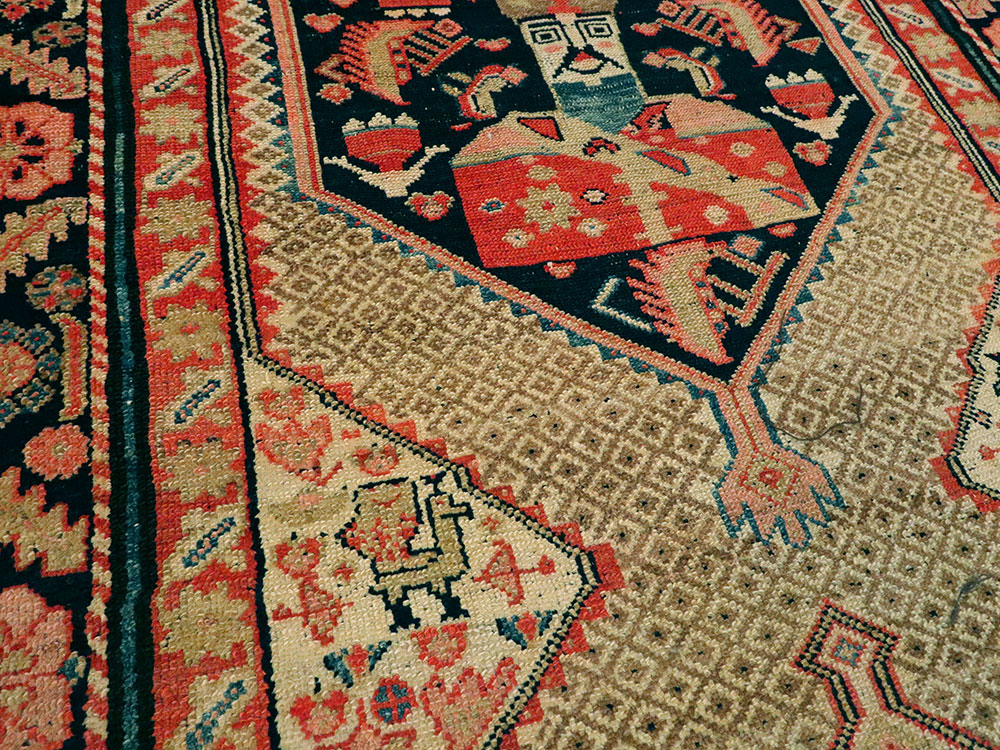 Antique Persian Hamadan Pictorial Rug, No.25572 - Gss