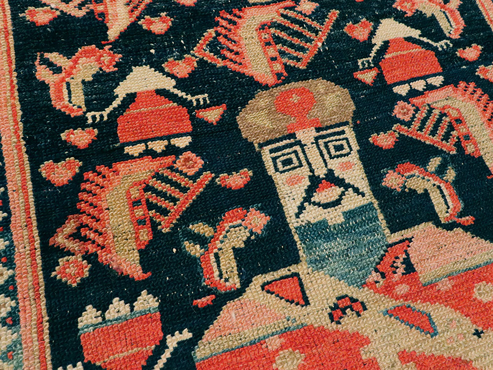 Antique Persian Hamadan Pictorial Rug, No.25572 - Gss