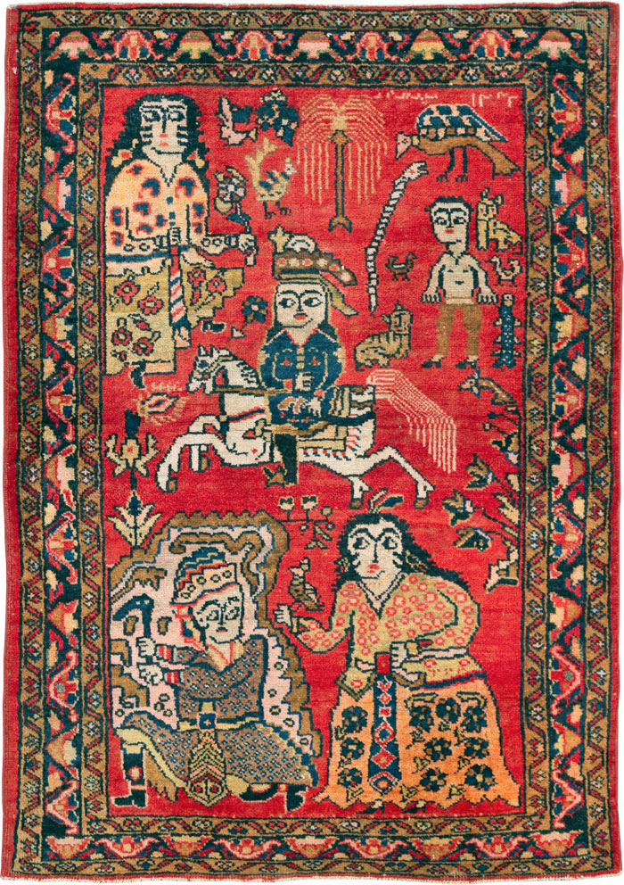 Vintage Persian Tabriz Pictorial Rug, No.25575 - Gss