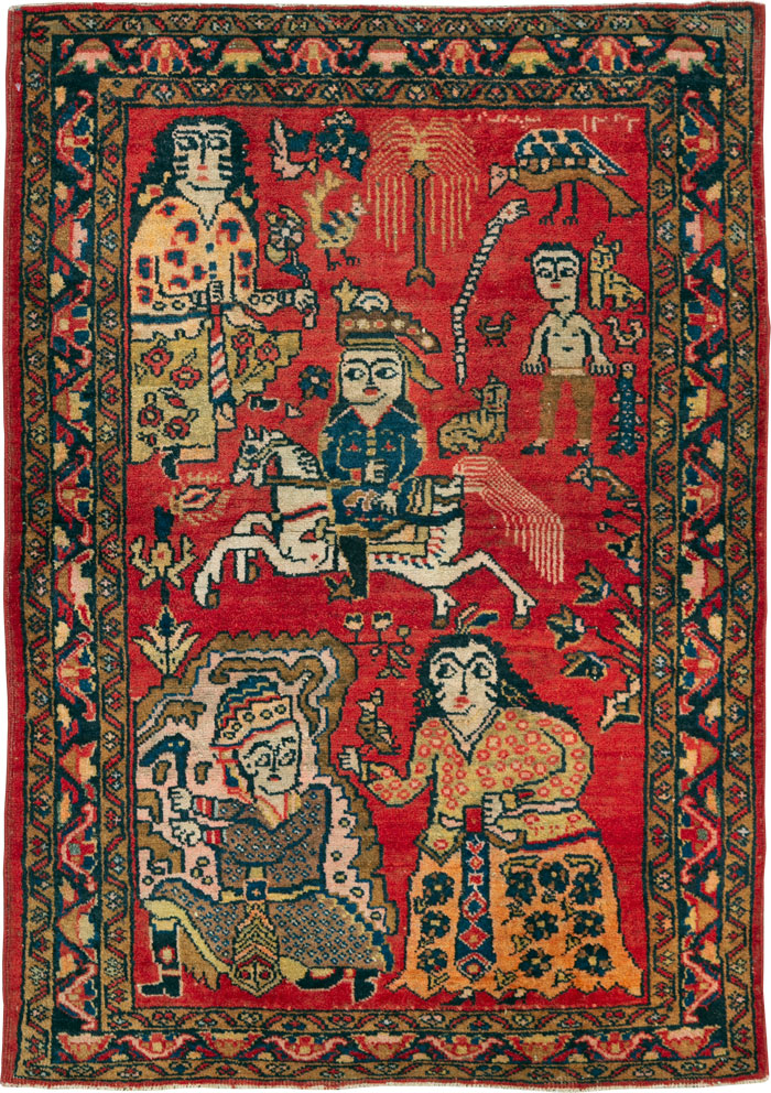 Vintage Persian Tabriz Pictorial Rug, No.25575 - Gss