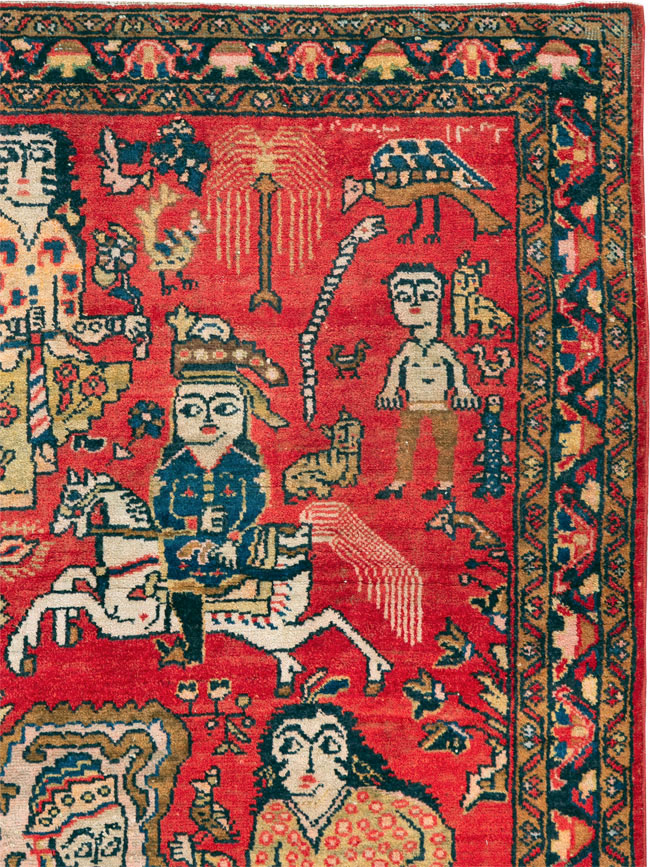Vintage Persian Tabriz Pictorial Rug, No.25575 - Gss
