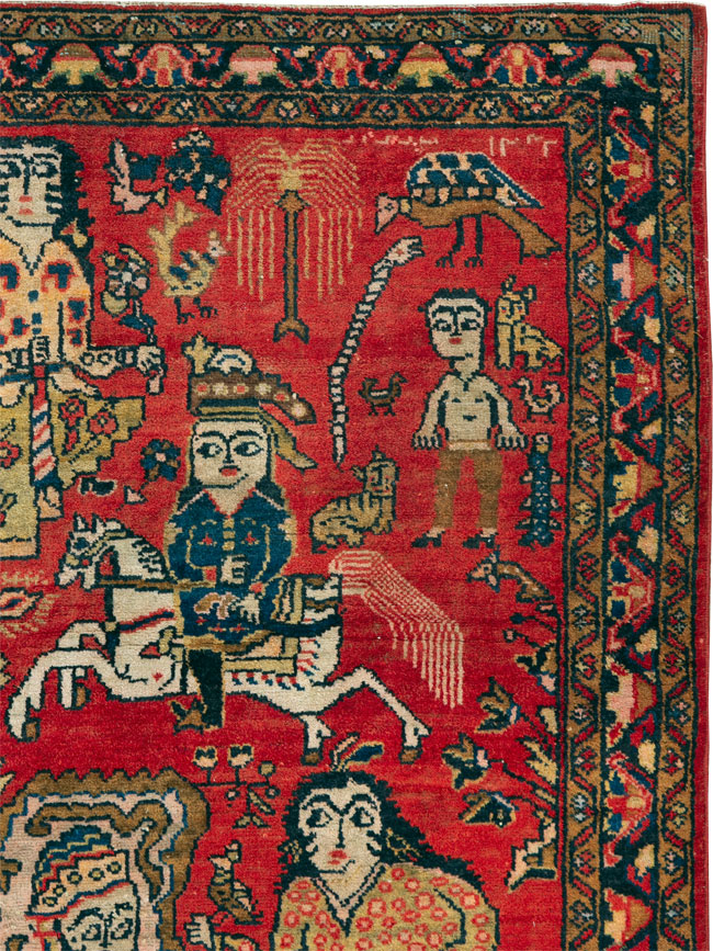 Vintage Persian Tabriz Pictorial Rug, No.25575 - Gss