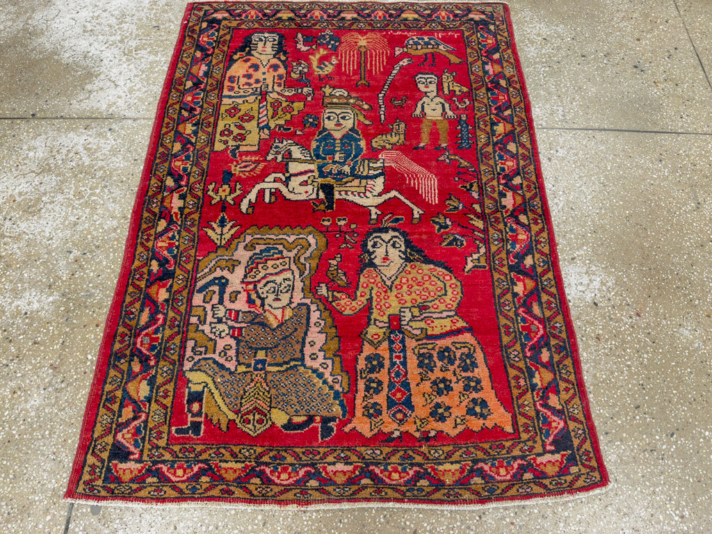 Vintage Persian Tabriz Pictorial Rug, No.25575 - Gss