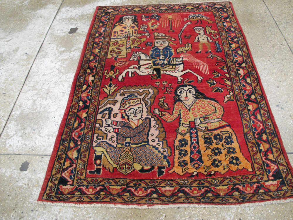 Vintage Persian Tabriz Pictorial Rug, No.25575 - Gss