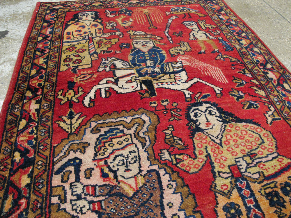Vintage Persian Tabriz Pictorial Rug, No.25575 - Gss