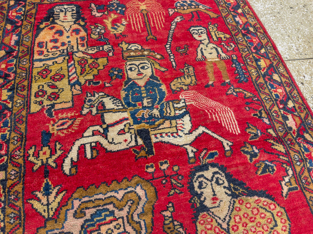 Vintage Persian Tabriz Pictorial Rug, No.25575 - Gss