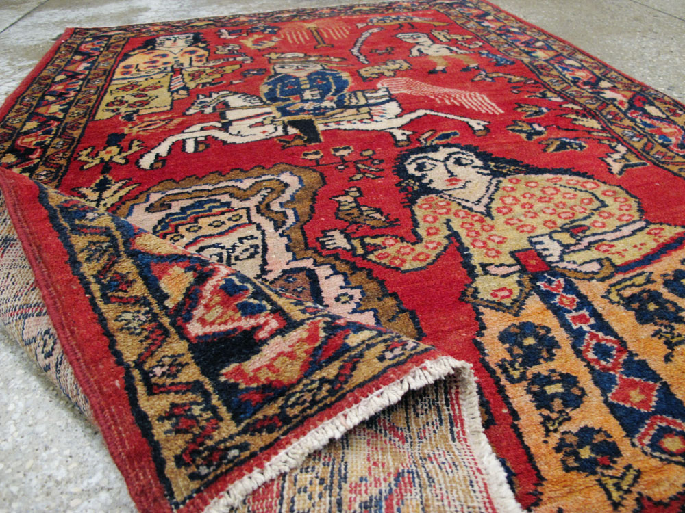 Vintage Persian Tabriz Pictorial Rug, No.25575 - Gss