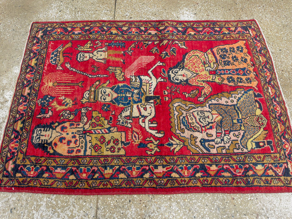 Vintage Persian Tabriz Pictorial Rug, No.25575 - Gss