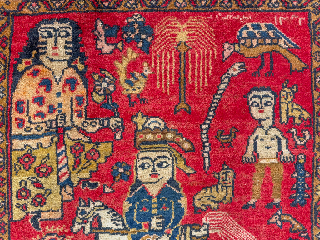 Vintage Persian Tabriz Pictorial Rug, No.25575 - Gss