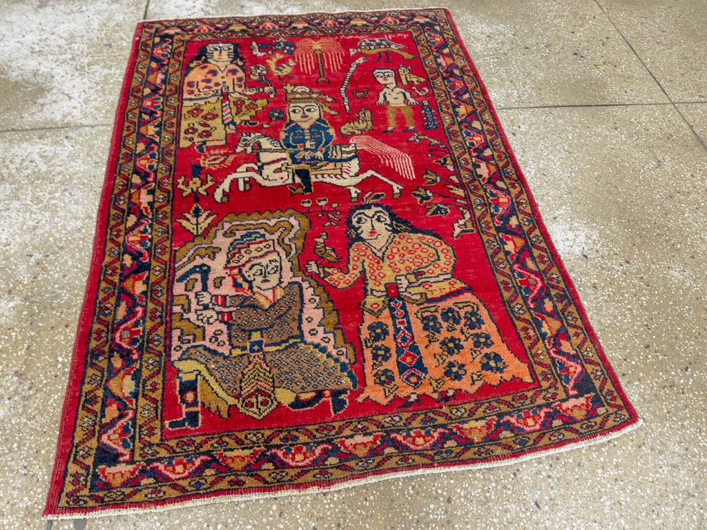 Vintage Persian Tabriz Pictorial Rug, No.25575 - Gss
