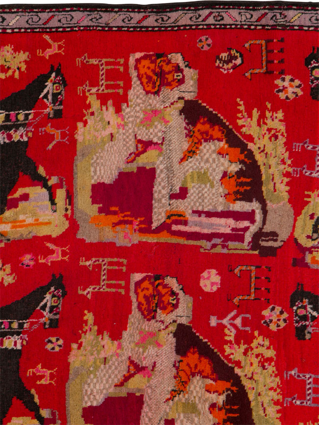 Antique Caucasian Karabagh Pictorial Rug, No.25577 - Gss