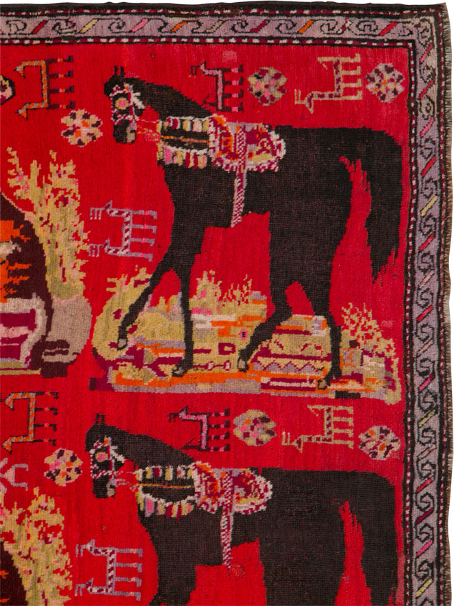 Antique Caucasian Karabagh Pictorial Rug, No.25577 - Gss