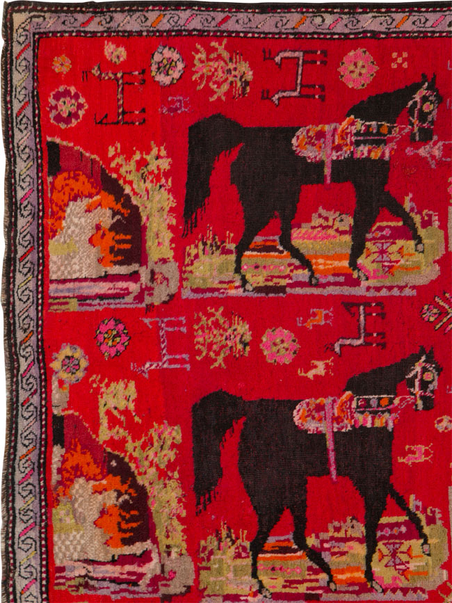 Antique Caucasian Karabagh Pictorial Rug, No.25577 - Gss