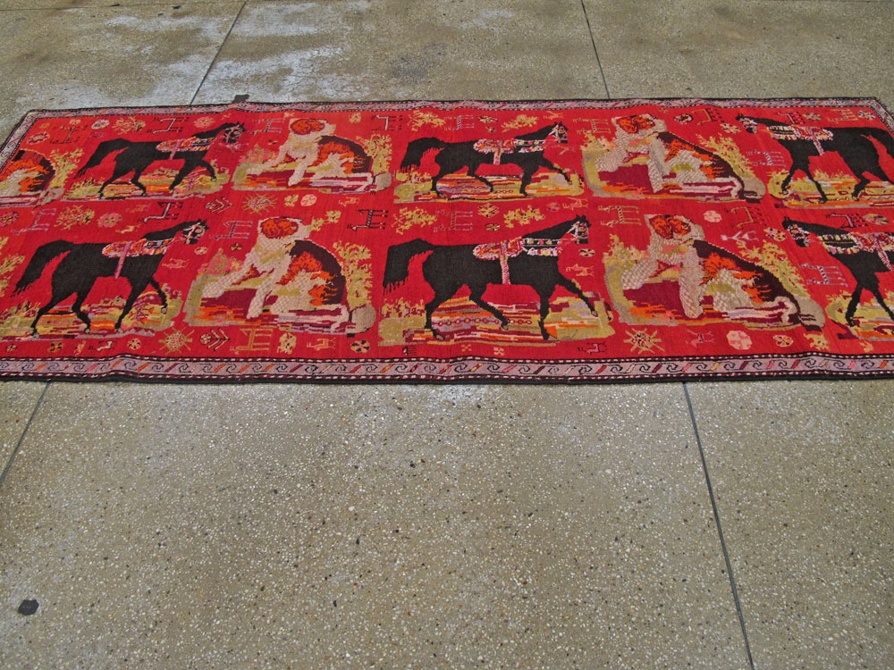 Antique Caucasian Karabagh Pictorial Rug, No.25577 - Gss