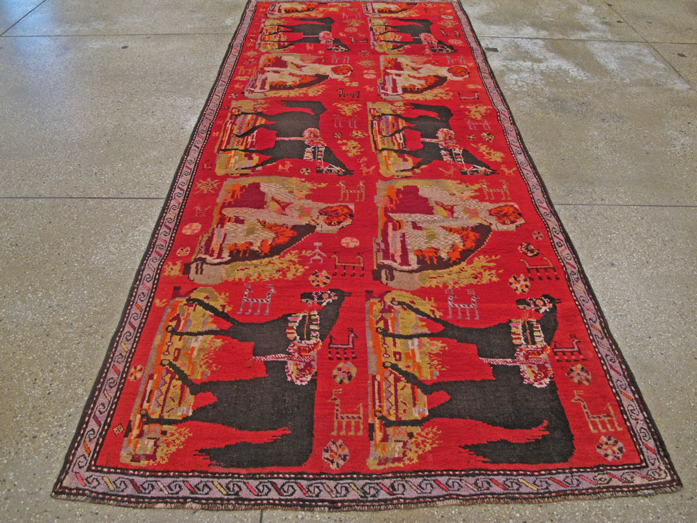 Antique Caucasian Karabagh Pictorial Rug, No.25577 - Gss